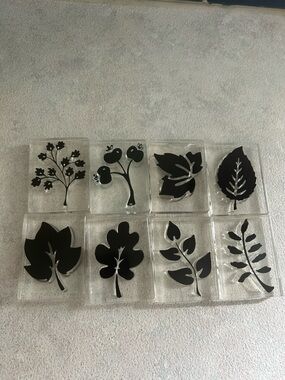 Lot of 8 Leaves Stamps Autumn Nature Fall Stamp Crafting Supply Foliage Design